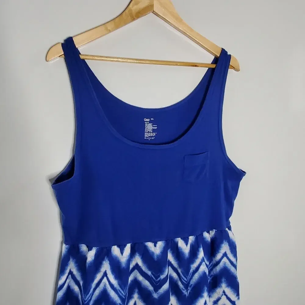 Gap Brand Blue & White lined midi  tank dress Size XXL - Picture 2 of 7